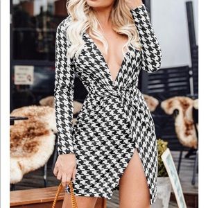 Houndstooth Wrap Dress
